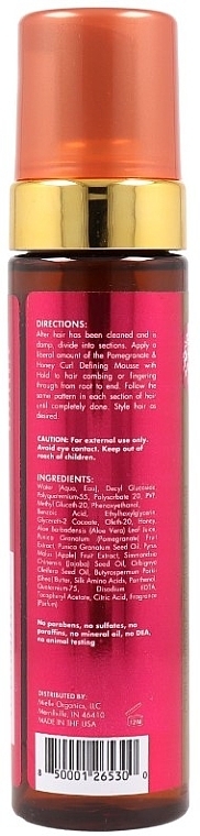 Pianka do włosów kręconych - Mielle Organics Pomegranate & Honey Curl Defining Mousse — Zdjęcie N2