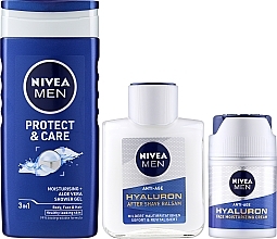 Zestaw - Nivea Men Hyaluronic Anti-Age Essentials Kit (sh/gel/250ml + ash/balm/100ml + cr/50ml + pouch) — Zdjęcie N3