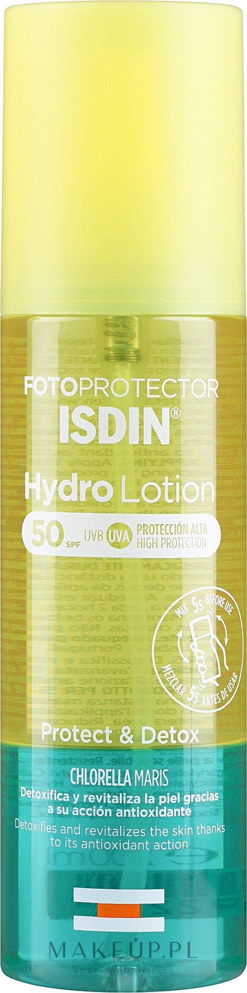Spray do opalania SPF50 - Isdin Fotopotector Hydrolotion Protect & Detox — Zdjęcie 200 ml