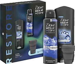 Zestaw - Dove Men+Care Cool Fresh Set (sh/gel/250ml + deo/spray/150ml + folding/cup) — Zdjęcie N1