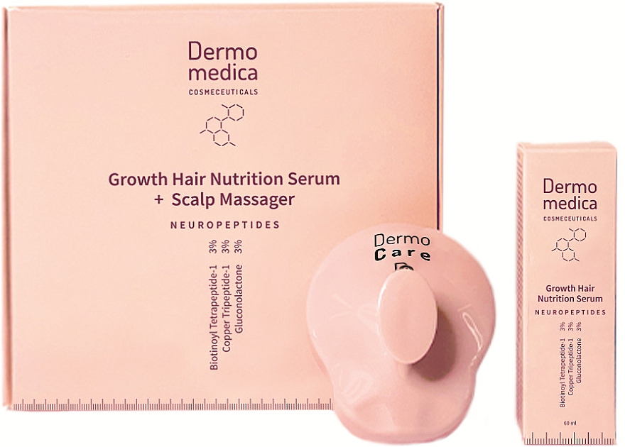 Zestaw - Dermomedica Neuropeptide Growth Hair Nutrition (serum/60ml + massager) — Zdjęcie N1