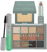 PRZECENA! Zestaw - W7 Very Vegan Gift Set (mascara/10 ml + palette/12 g + lipstick/3.8g + highlighter/9 g) * — Zdjęcie N1