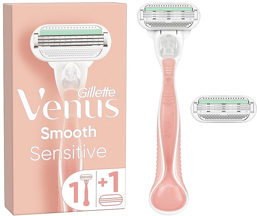 Maszynka do golenia różowa + 1 wymienny wkład - Gillette Venus Smooth Sensitive — Zdjęcie N1