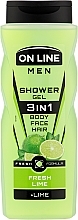 Żel pod prysznic dla mężczyzn 3 w 1 - On Line Men Fresh Lime Shower Gel — Zdjęcie N1