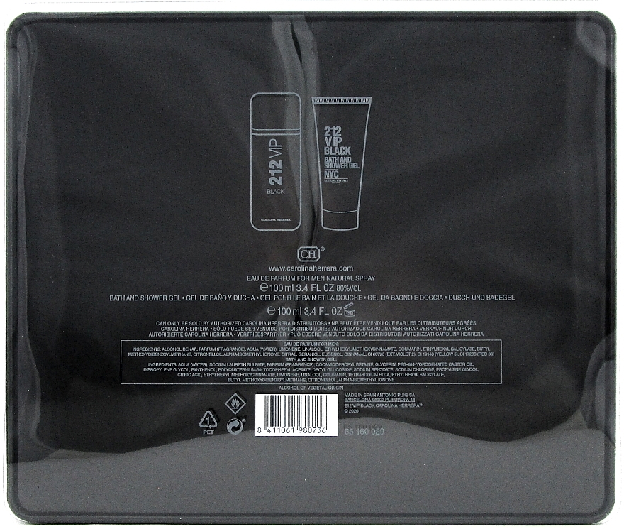 Carolina Herrera 212 Vip Black - Zestaw w pudełku Kaseta (edp 100 ml + sh/gel 100 ml) — Zdjęcie N5