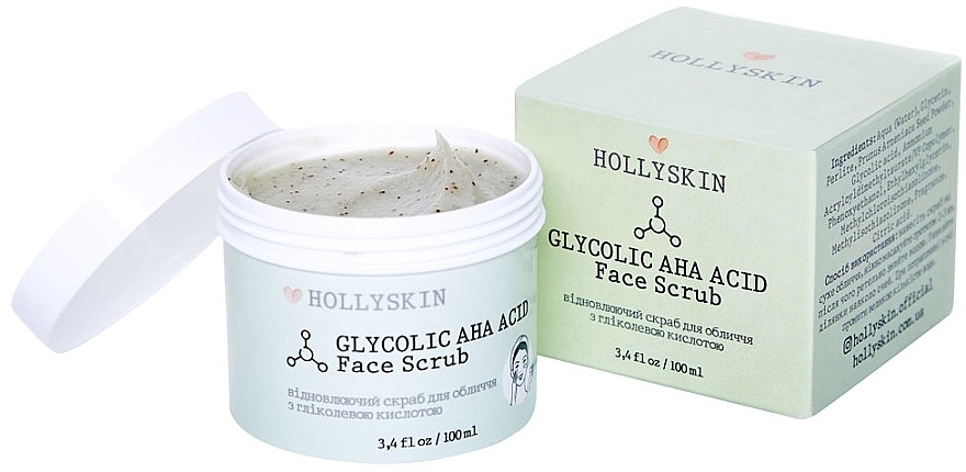 Peeling do twarzy z kwasem glikolowym - Hollyskin Glycolic AHA Acid Face Scrub — Zdjęcie N1