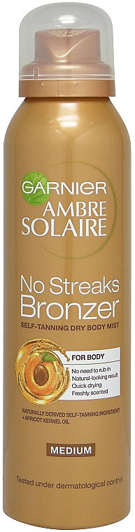 Samoopalacz do ciała w sprayu - Garnier Ambre Solaire No Streaks Bronzer Medium Self Tan Body Mist — Zdjęcie N1