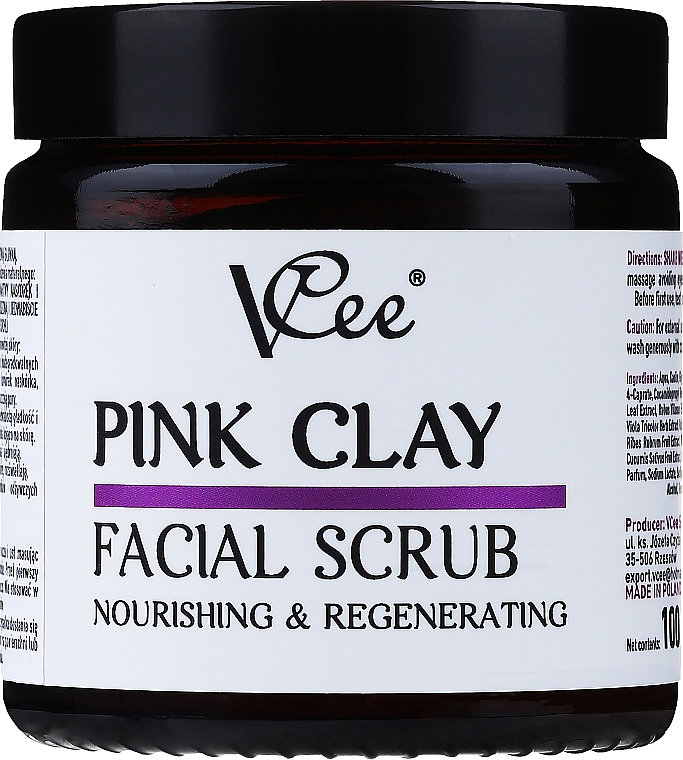 Peeling do twarzy z różową glinką - VCee Pink Clay Facial Scrub Nourishing&Regenerating — Zdjęcie N1