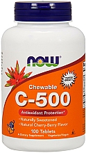 Witamina C-500 w tabletkach do żucia o smaku wiśniowo-jagodowym - Now Foods C-500 Chewable Cherry-Berry Tablets — Zdjęcie N1