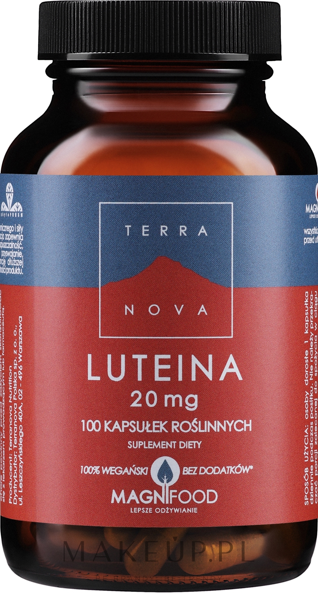 Suplement diety Luteina, w kapsułkach - Terranova Lutein Complex 20mg — Zdjęcie 100 szt.