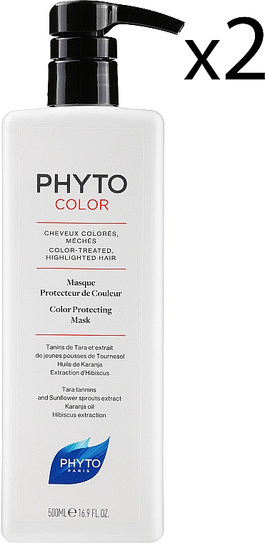 Zestaw masek do włosów farbowanych - Phyto Color Protecting Mask (h/mask/2x500ml) — Zdjęcie N1
