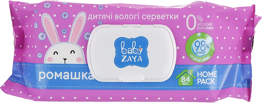 Chusteczki nawilżane rumiankowe, 84szt. - Baby Zaya — Zdjęcie N1