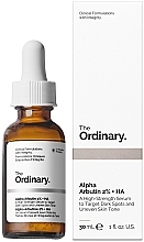 Wysoce skuteczne serum minimalizujące pojawianie się ciemnych plam i rozjaśniające skórę - The Ordinary Alpha Arbutin 2% + HA — Zdjęcie N1