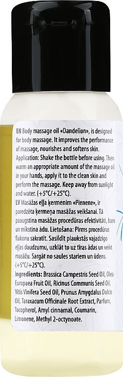 Olejek do masażu ciała Dandelion - Verana Body Massage Oil  — Zdjęcie N2
