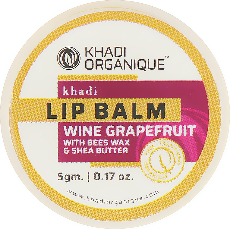 Naturalny ajurwedyjski balsam do ust Grejpfrut z woskiem pszczelim i miodem - Khadi Organique Wine Grapefruit Lip Balm — Zdjęcie N1
