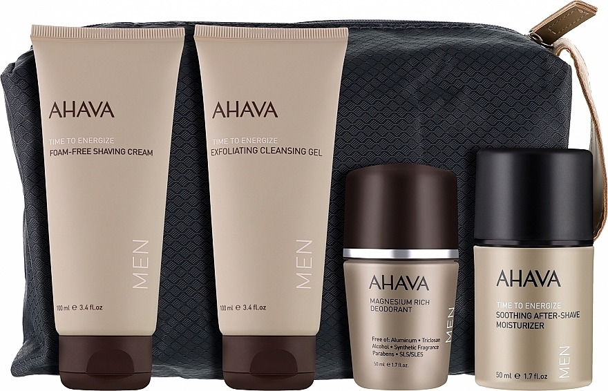 Zestaw - Ahava Men Travel Kit (ash/cr/50ml + gel/100ml + sh/cr/100ml + deo/50ml + bag/1pcs) — Zdjęcie N2