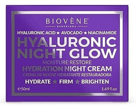 Nawilżający krem ​​do twarzy na noc - Biovene Hyaluronic Night Glow Moisture Restore Hydration Night Cream — Zdjęcie N2