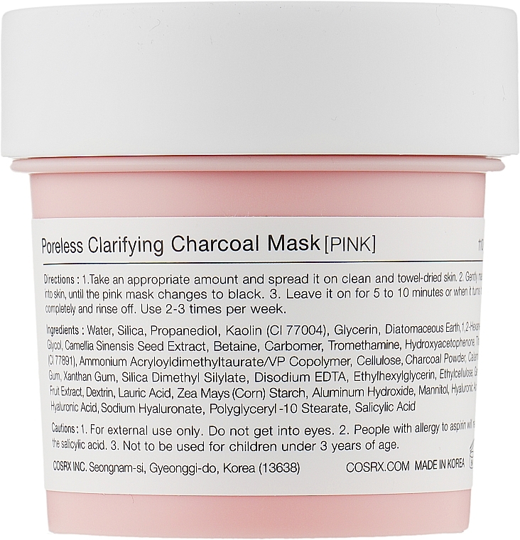 Oczyszczająca maseczka z węglem drzewnym - Cosrx Poreless Clarifying Charcoal Mask Pink — Zdjęcie N2