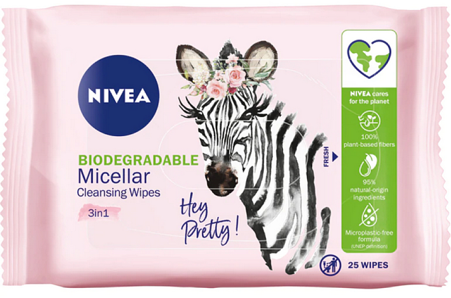 Biodegradowalne chusteczki micelarne do demakijażu - NIVEA Biodegradable Micellar Cleansing Wipes Hey Pretty 3 In 1 — Zdjęcie N1