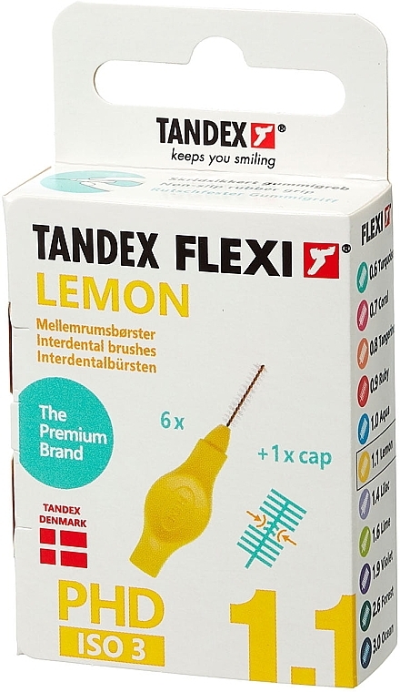 Szczoteczki międzyzębowe, 1,1 mm, cytrynowe - Tandex Flexi Lemon — Zdjęcie N1