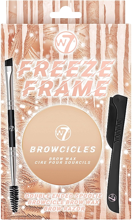 Zestaw - W7 Freeze Frame Gift Set (eyebrow/wax/14ml + eyebrow/brush/1pcs + eyebrow/razor/1pcs) — Zdjęcie N1