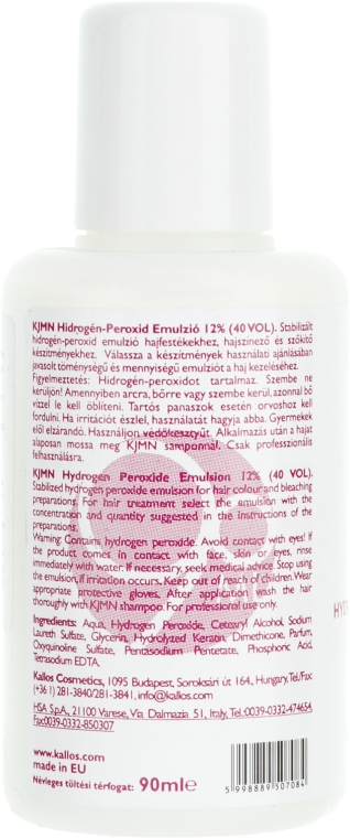 Utleniacz do włosów 12% - Kallos Cosmetics KJMN Hydrogen Peroxide Emulsion — Zdjęcie N9
