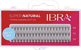 Kup Kępki sztucznych rzęs 0,07 mm, mix - Ibra 10 Flares Eyelash Super Natural
