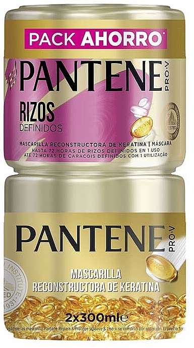 Zestaw dla mężczyzn - Pantene Pro-V Defined Curls Keratin Reconstructive Mask (hair/mask/2x300ml) — Zdjęcie N1