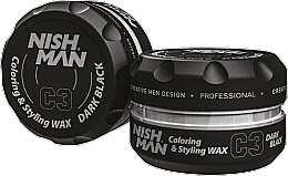Wosk do farbowania włosów - Nishman Coloring Hair Styling Wax C3 Black — Zdjęcie N1