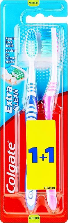 Szczoteczka do zębów Extra Clean, średnia twardość, granatowa + różowa - Colgate Extra Clean Medium — Zdjęcie N2