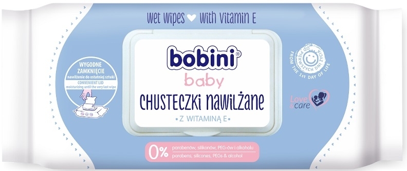 Chusteczki nawilżane z witaminą E dla niemowląt - Bobini — Zdjęcie N1