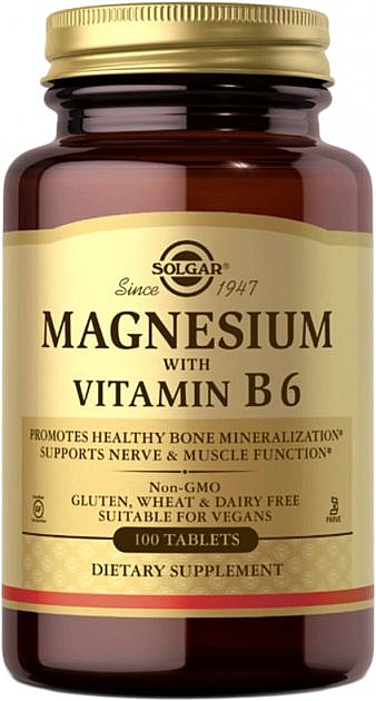 Magnez z witaminą B6 - Solgar Magnesium With Vitamin B6 — Zdjęcie N2
