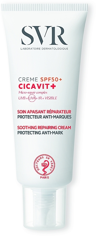Kojący krem do twarzy z filtrem SPF 50+ - SVR Cicavit + Soothing Cream