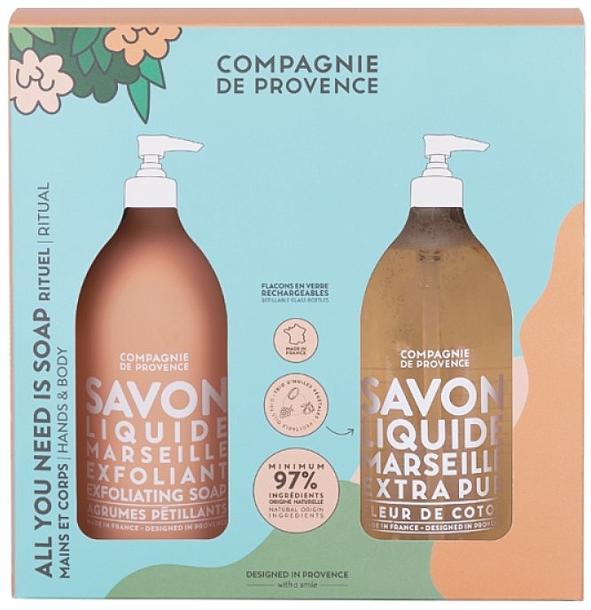 Zestaw - Compagnie De Provence All You Need is Soap Hand & Body Set (soap/2x495ml) — Zdjęcie N1