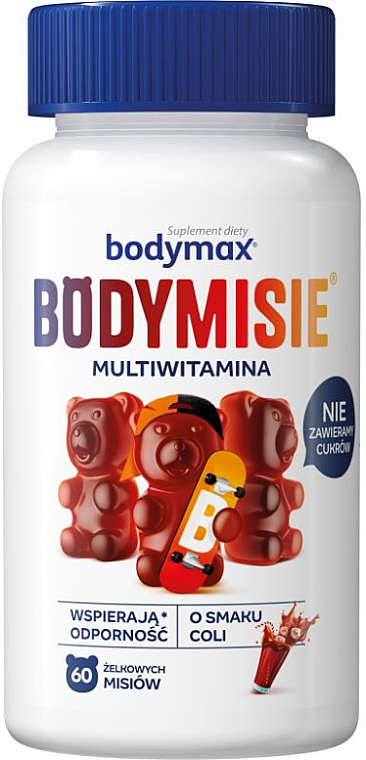 Suplement diety wspierający odporność o smaku coli - Orkla Bodymax Bodymisie Cola Flavored Jelly Beans — Zdjęcie N1