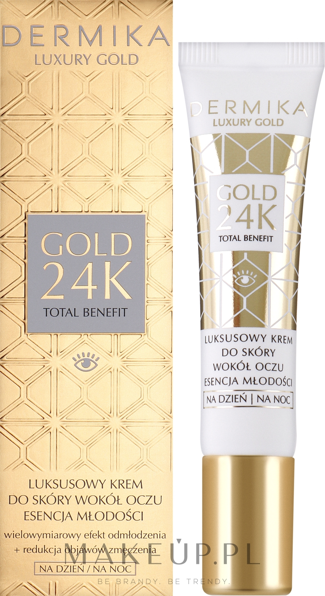 Krem przeciwzmarszczkowy pod oczy - Dermika Luxury Gold 24K Total Benefit Eye Cream — Zdjęcie 15 ml