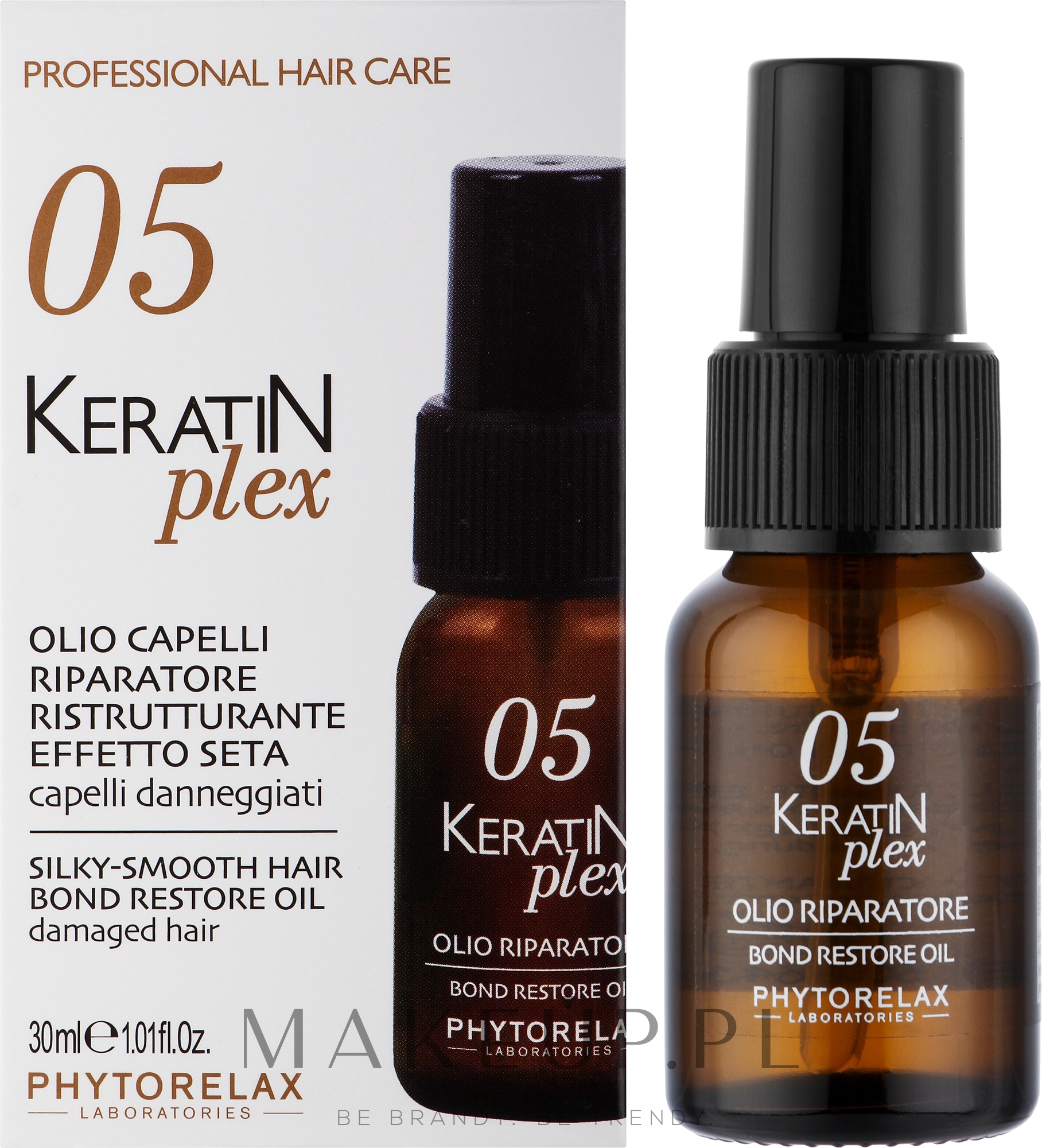 Ultra lekki olejek pielęgnacyjny do włosów - Phytorelax Laboratories Keratin Plex Silky-Smooth Hair Bond Restore Oil — Zdjęcie 30 ml