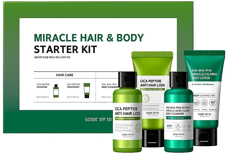 Zestaw (shm 60 ml + mask 30 ml + sh/gel 60 g + b/lot 30 ml) - Some By Mi Miracle Hair & Body Starter Kit — Zdjęcie N1