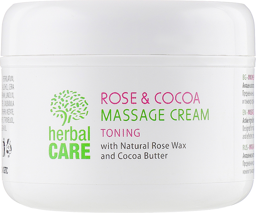 Tonizujący krem do masażu - Bulgarian Rose Herbal Care Rose & Cococa Massage Cream — Zdjęcie N2