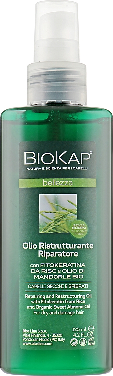 Upiększające krople odbudowujące strukturę zniszczonych włosów - BiosLine BioKap Hair Beauty Repairing Drops 