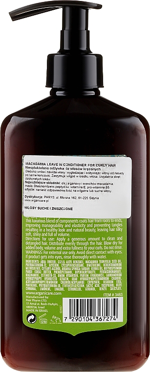 Odżywka bez spłukiwania do włosów kręconych z olejem makadamia - Arganicare Macadamia Leave-In Conditioner — Zdjęcie N2
