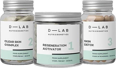 Zestaw suplementów diety na piękną skórę - D-Lab Nutricosmetics Perfect-Skin Program 2 Months (caps/6x56pcs) — Zdjęcie N1