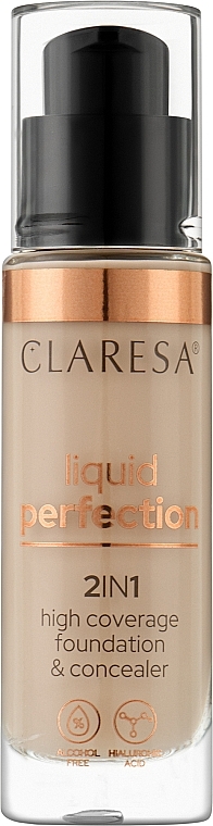 Podkład do twarzy 2 w 1 - Claresa Liquid Perfection 2in1 High Coverage Foundation & Concealer — Zdjęcie N1