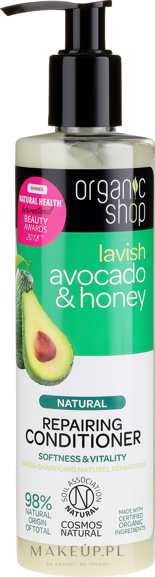 Naprawcza odżywka do włosów Awokado i miód - Organic Shop Avocado & Honey Repairing Conditioner — Zdjęcie 280 ml