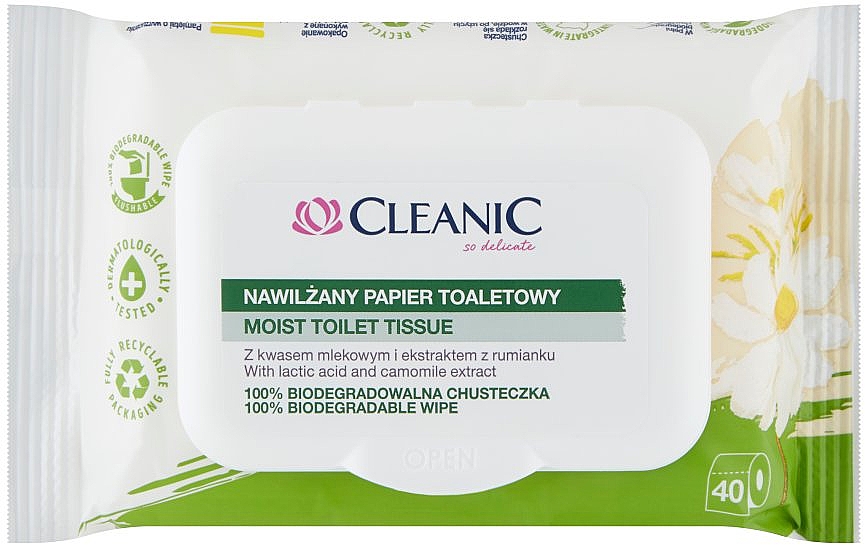 Nawilżany papier toaletowy z ekstraktem rumianku - Cleanic Intimate Moist Toilet Tissue — Zdjęcie N1