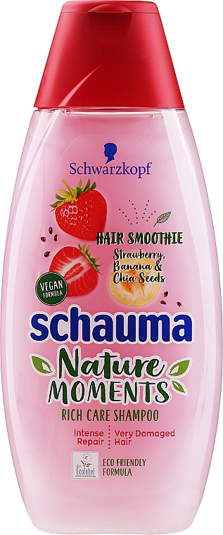 Szampon do bardzo zniszczonych włosów Truskawka, banan i nasiona chia - Schauma Nature Moments Hair Smoothie Shampoo — Zdjęcie N1
