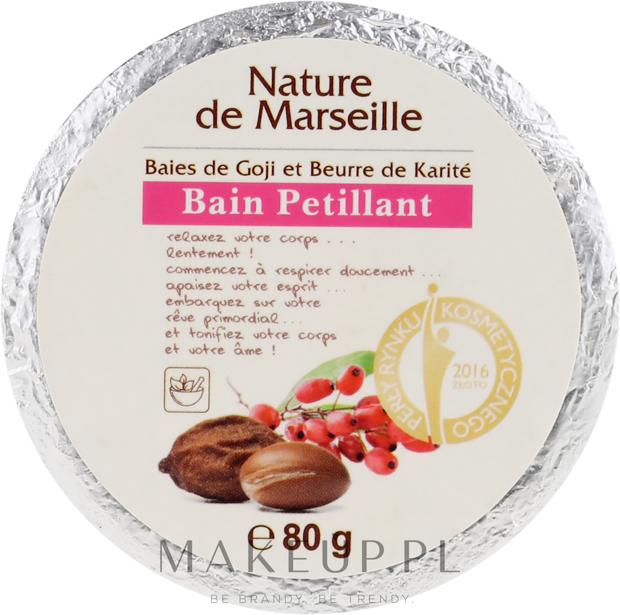 Kostka musująca do kąpieli o zapachu jagód goji i masła shea - Nature de Marseille Goji&Shea Butter — Zdjęcie 80 g
