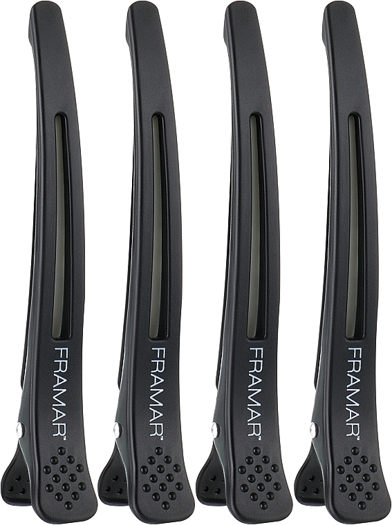 Spinka do włosów z elastyczną wkładką, czarna - Framar Elastic Sectioning Hair Clips — Zdjęcie N1