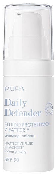 Fluid ochronny do twarzy - Pupa Daily Defender Protective Fluid 7 Factors Indian Ginseng SPF 50 — Zdjęcie N1