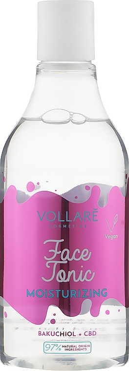 Nawilżający tonik do twarzy z bakuchiolem i CBD - Vollare Vegan Face Tonic Moisturizing — Zdjęcie N1